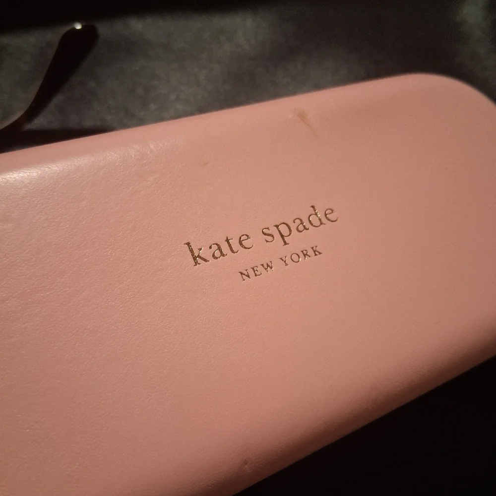 Kate Spade Rectangle Frames Tortise Shell With Pink and Black Striped Frames.